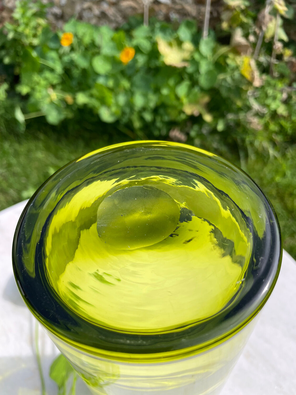 Vintage green glass vase 1970