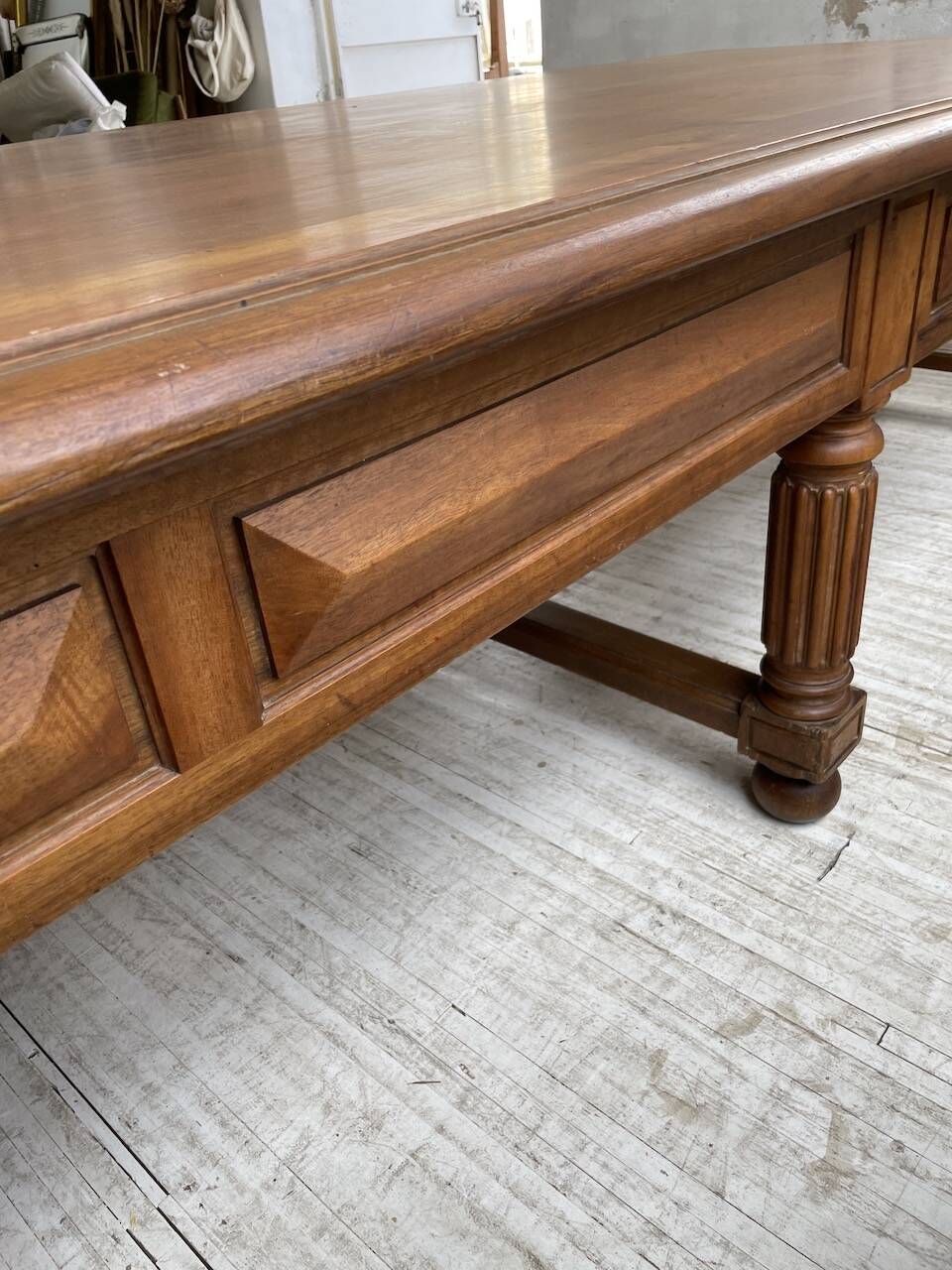 Solid walnut farmhouse castle table 1900 XXL