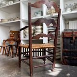 Nanny chair in dark wood and straw