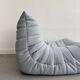 Sky blue leather armchair