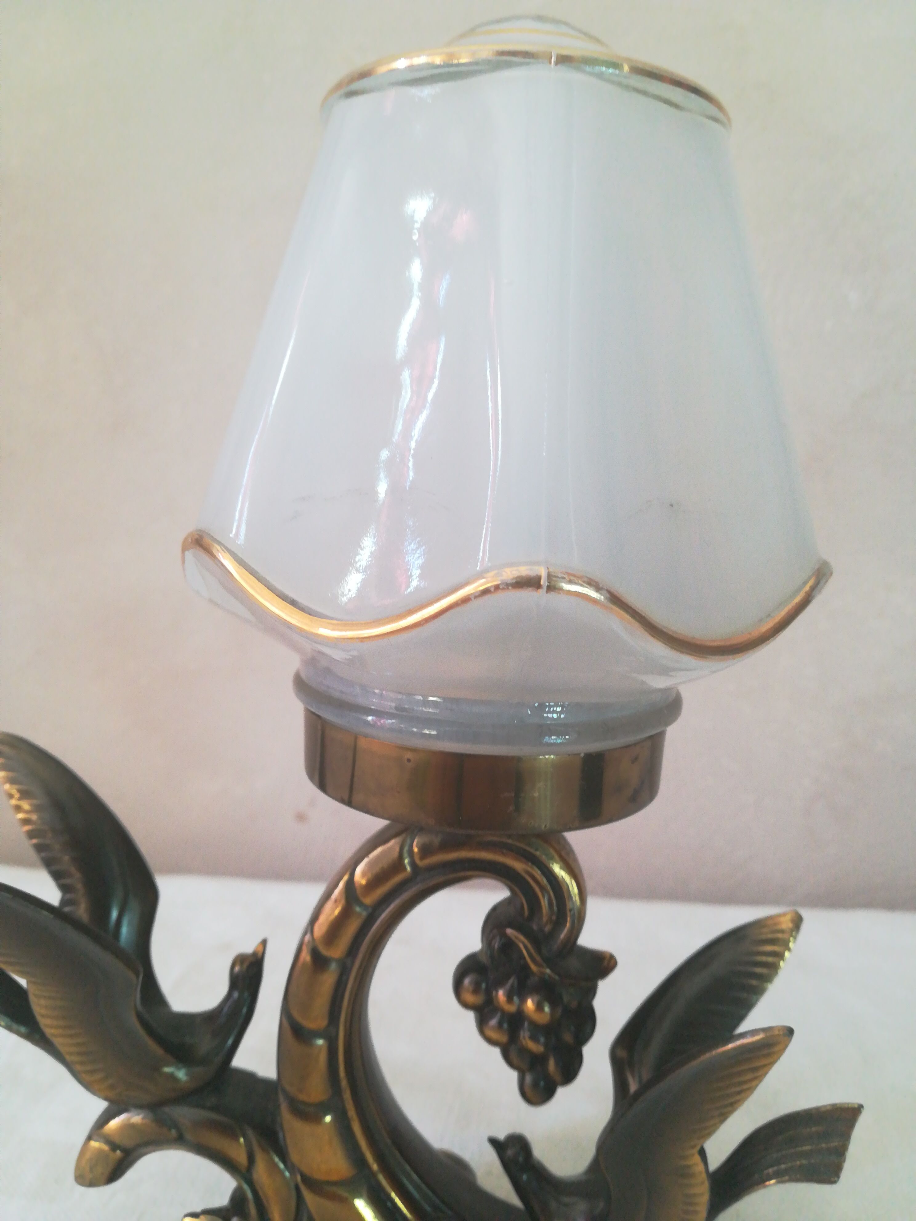 Lampe art déco avec oiseaux