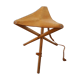 Wooden stool and vintage foldable leather