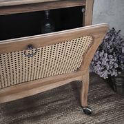 Meuble bar / Desserte en chêne & cannage naturel – Années 50