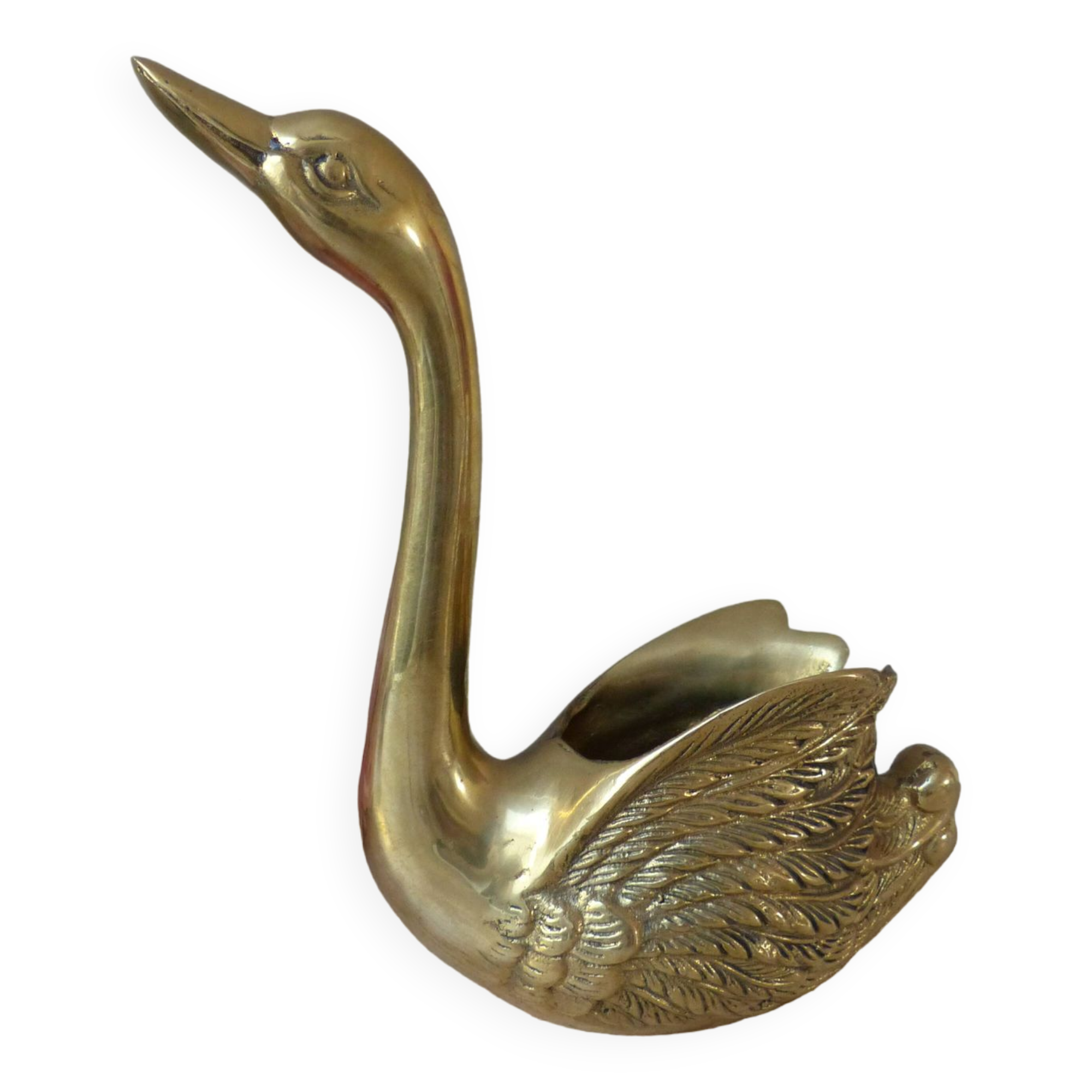 Vintage Solid Brass Swan Bird Figurine