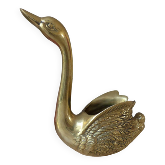 Vintage Solid Brass Swan Bird Figurine