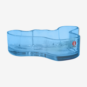 Blue glass dish model Savoy by Alvar Aalto for Iittala, Finland