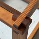 Modernist side table/nightstand in pine wood & smoked glass, 1970s design.
