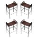 Jeu de 4 tabourets de bar Artisan Contemporary Cuir marron foncé Métal noir et caoutchouc