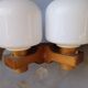 Pair of vintage 1960 wood/glass wall lights