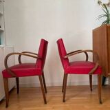 Pair of red skai bridge armchairs from the 60s