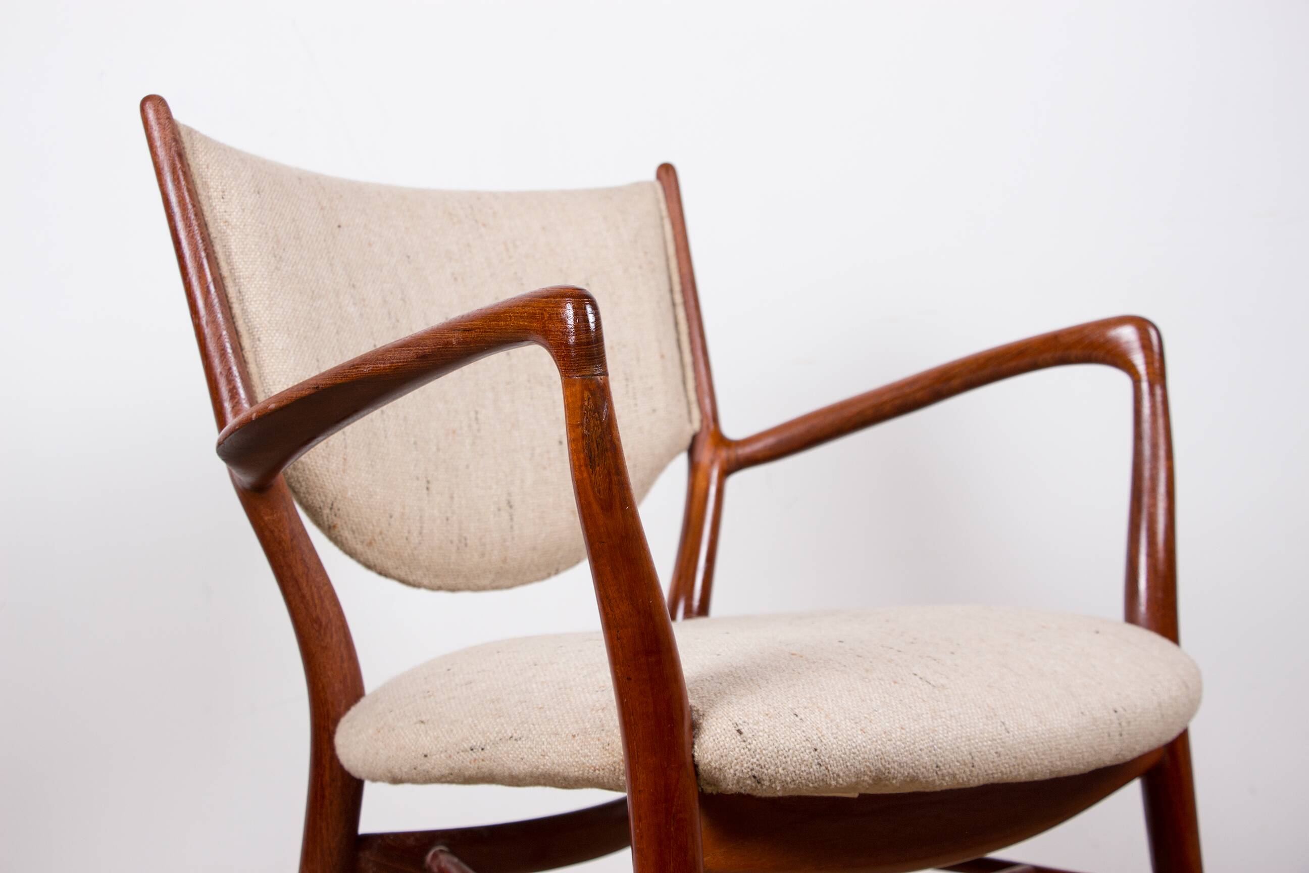Danish teak and fabric armchair model BO-72, Finn Jhul for Bovirke 1946.