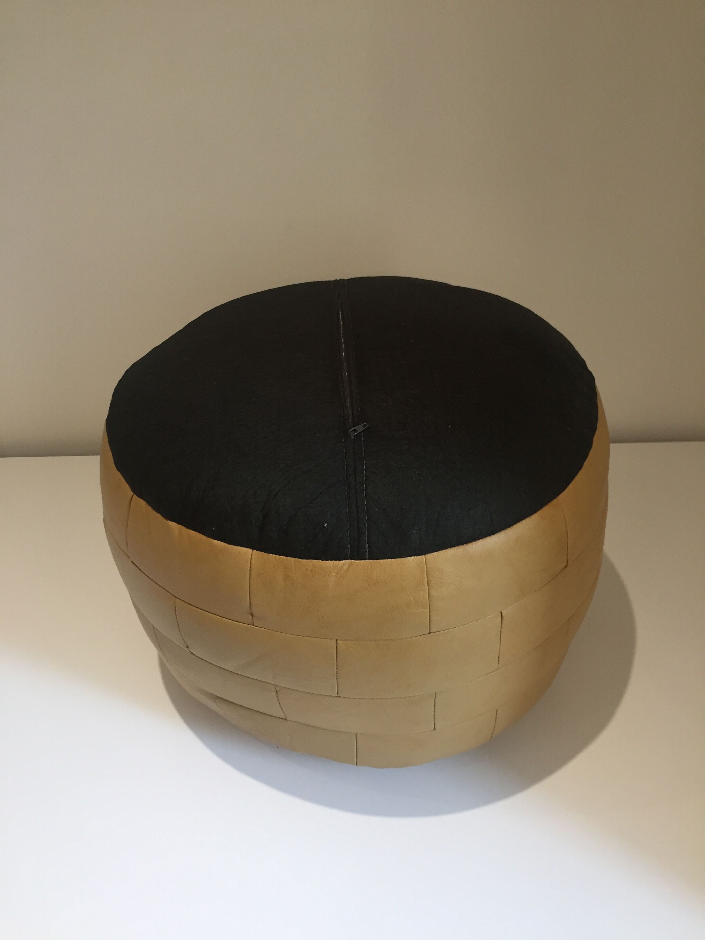 Leather pouf, design year 1970