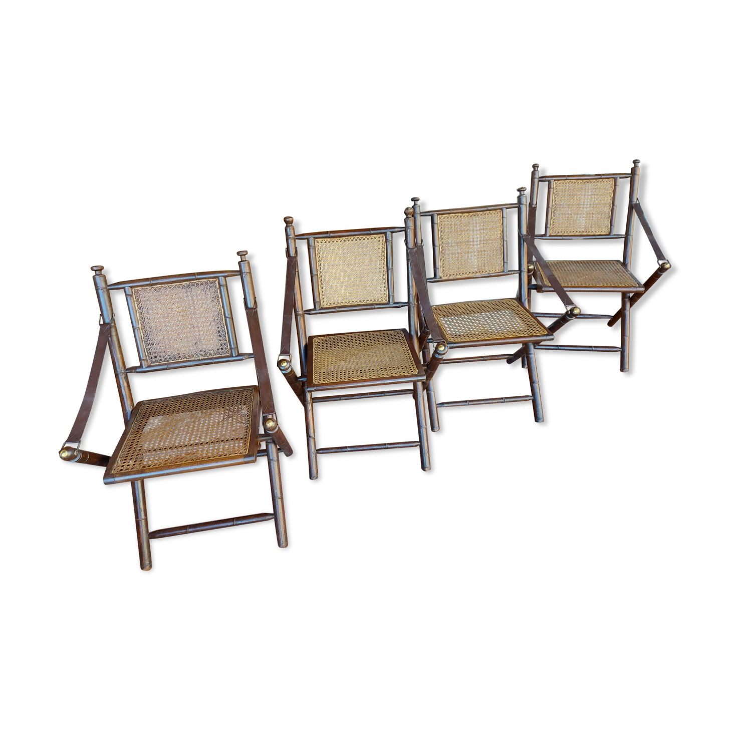 Set of 4 folding chairs old colonial style