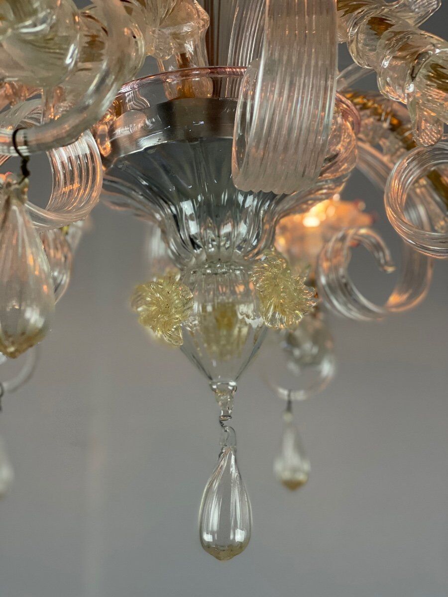 Lustre Rezzonico en verre de Murano, 6 bras de lumière, Venise