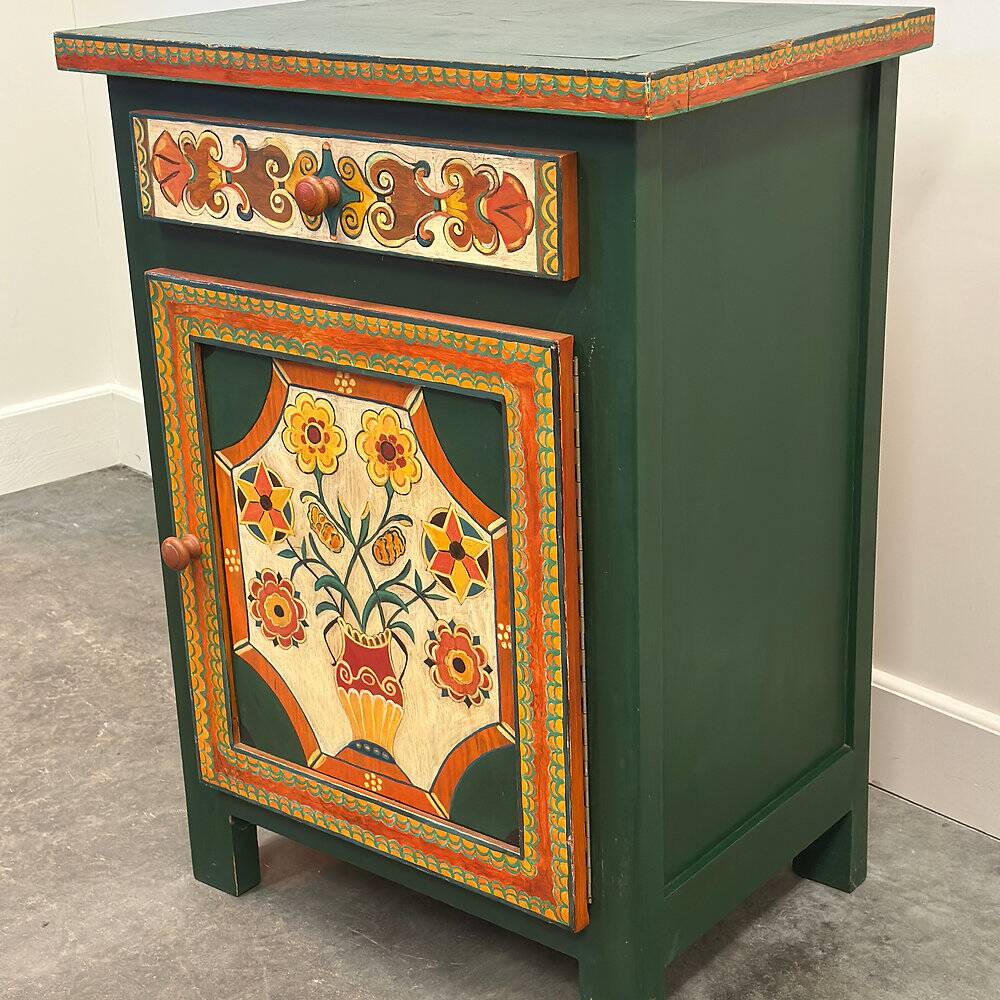 Large hand-painted Provençal folk art cabinet by a Provençal artist, 1970s