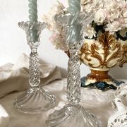 Pair of molded glass candlesticks - 1960s