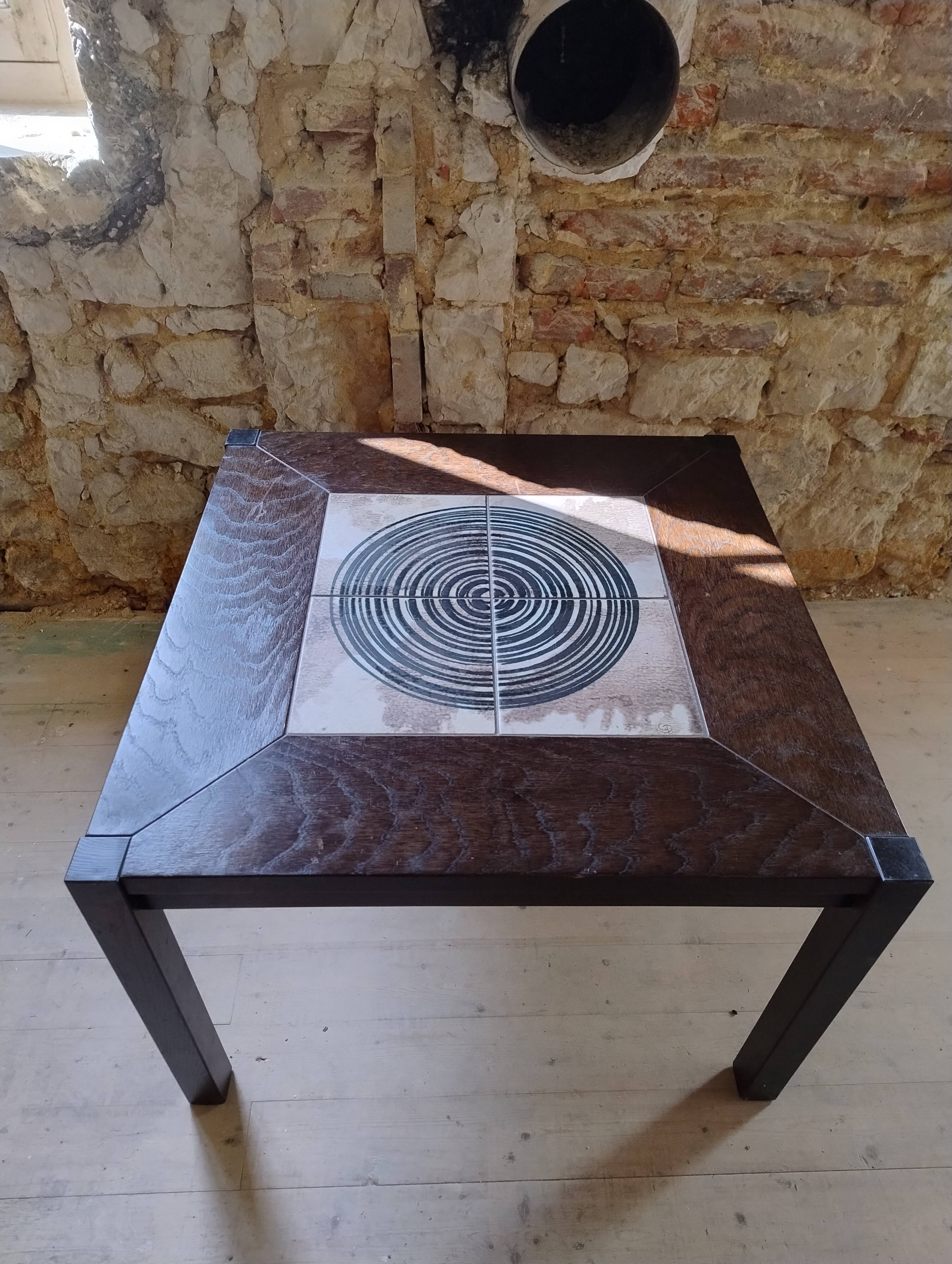 Wood and ceramic coffee table