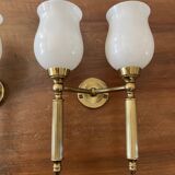 Brass and opaline torchiere appliques