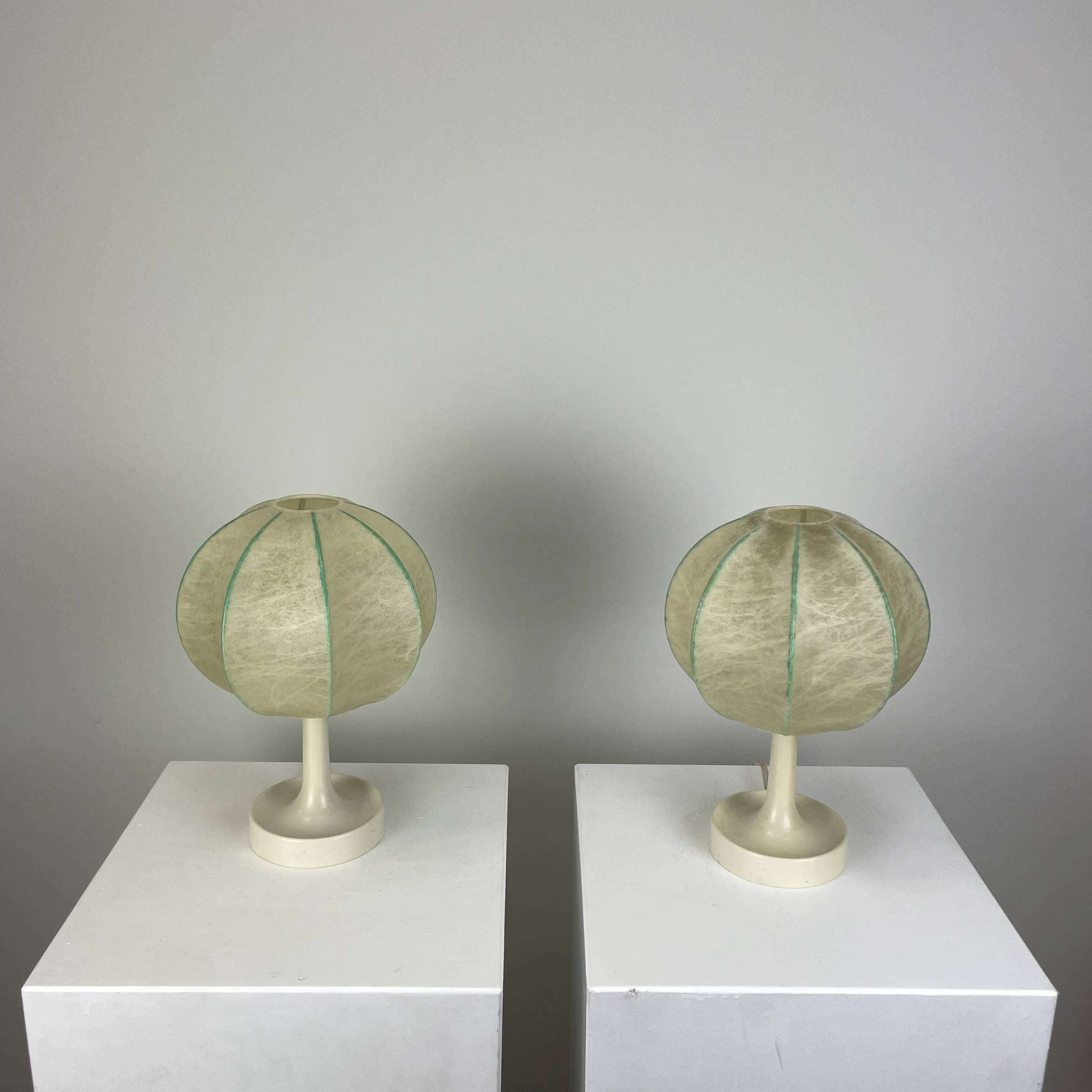 Paire de lampes de table cocoon par Goldkant Leuchten 1960