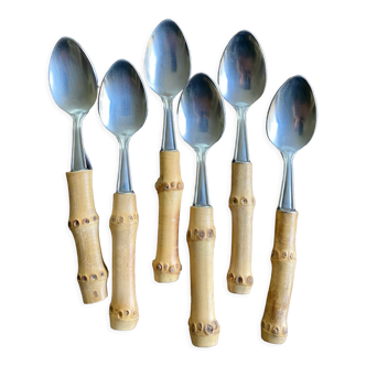 6 small vintage spoons Bamboo Japan