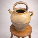 Large ancient glazed terracotta jug – South of France, early 10th century