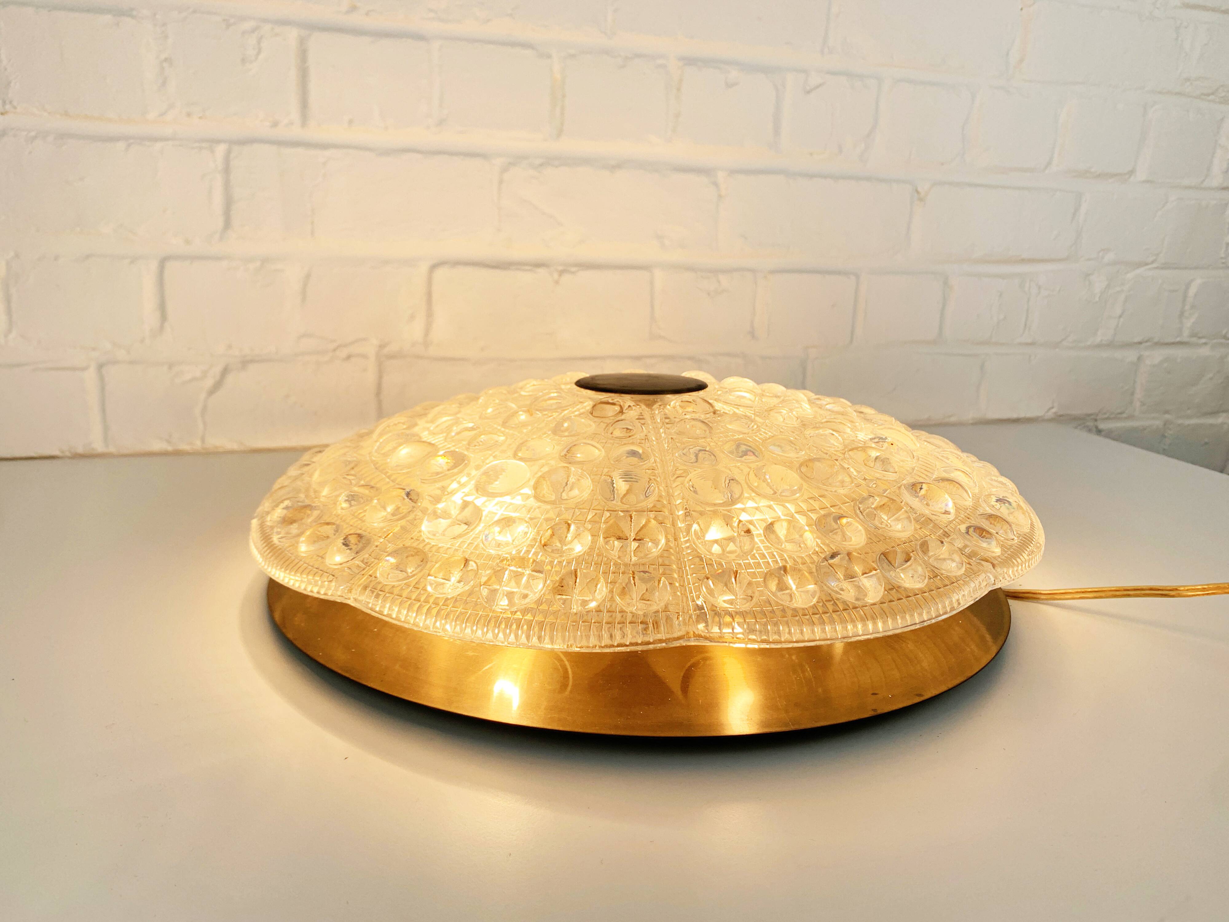 ceiling lamp by carl fagerlund for Lyfa, glass & brass, Denmark, 1960s