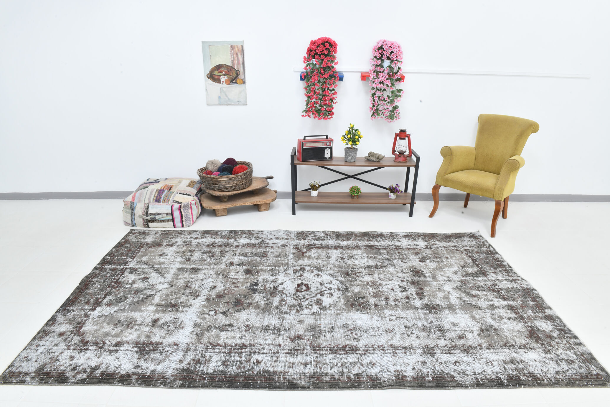 Turkish vintage large living room rug 313x188cm