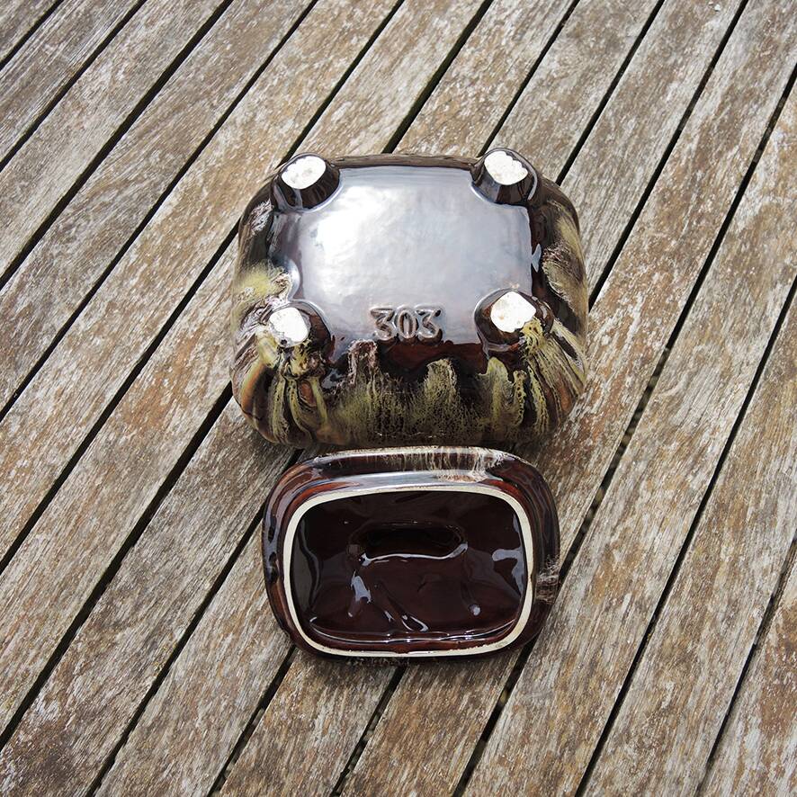 Antique marbled ceramic candy box