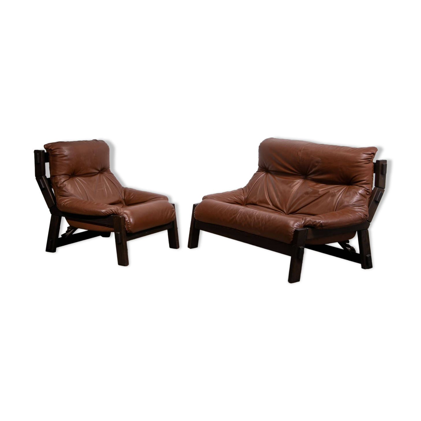 Canapé et fauteuil brutalistes hollandais conçus par Gerard Van den Berg pour Montis, vers 1980