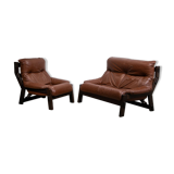 Canapé et fauteuil brutalistes hollandais conçus par Gerard Van den Berg pour Montis, vers 1980