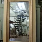 Louis XVI-style trumeau mirror with urn and dolphins – painted and gilded