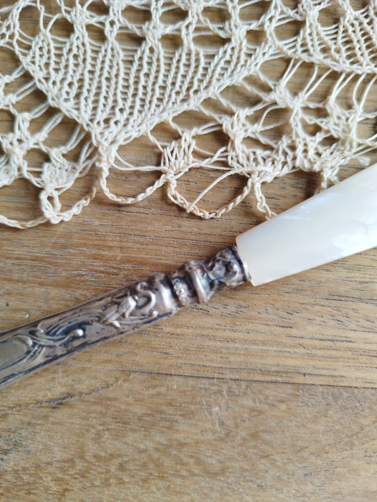 Mother-of-pearl and silver paper cutter