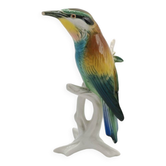 Bee-eater figurine in Saxony porcelain signed Karl Ens