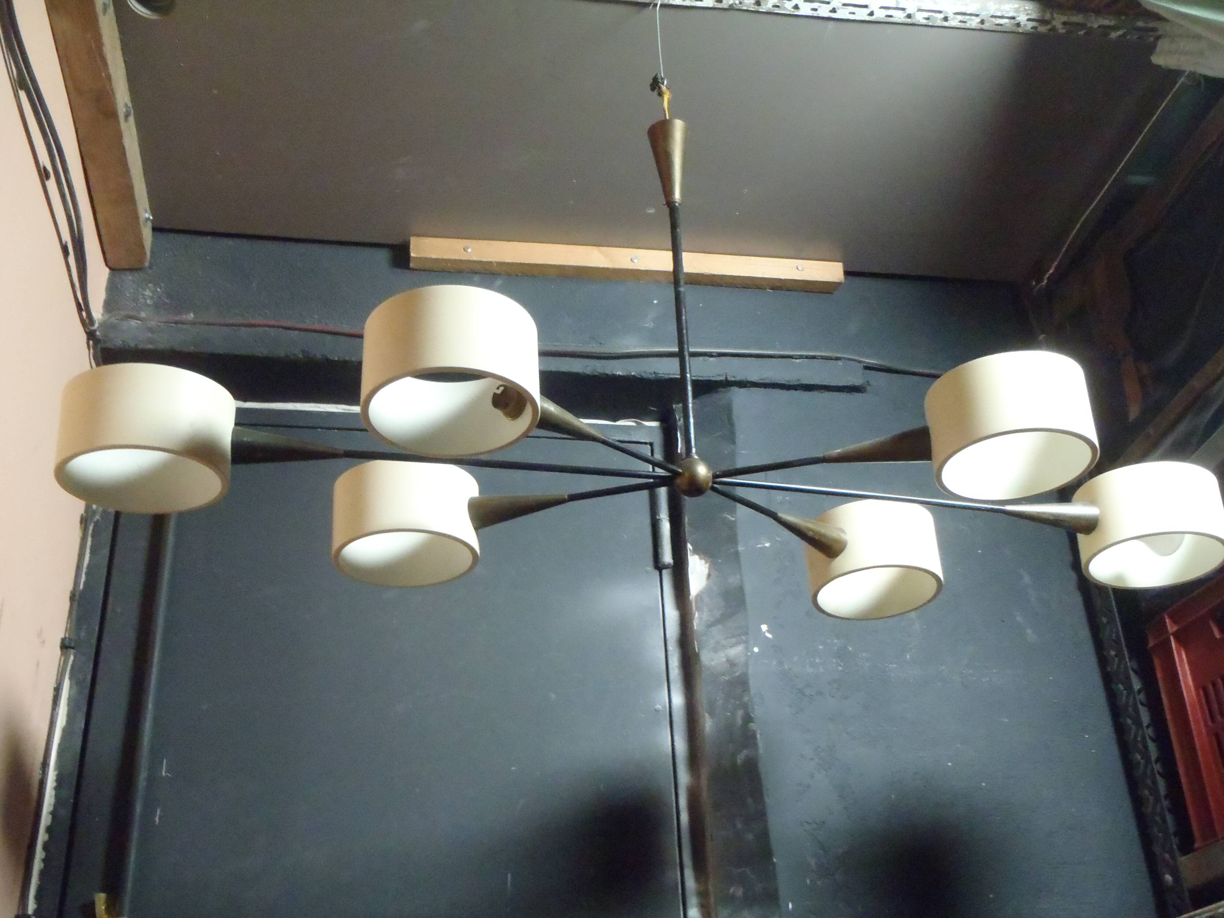 6-light art deco chandelier from the 30s/40s