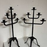 Pair of large iron candlesticks 1950