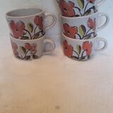 5 tasses à café en grès vintage