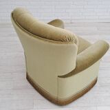 Danish velour armchair, original condition, beech wood, 80s