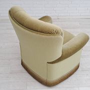 Danish velour armchair, original condition, beech wood, 80s