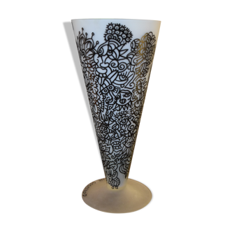 Vase In Polished Glass Signed Pauline Godefroid