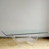 Glass and plexiglass coffee table - David Lange