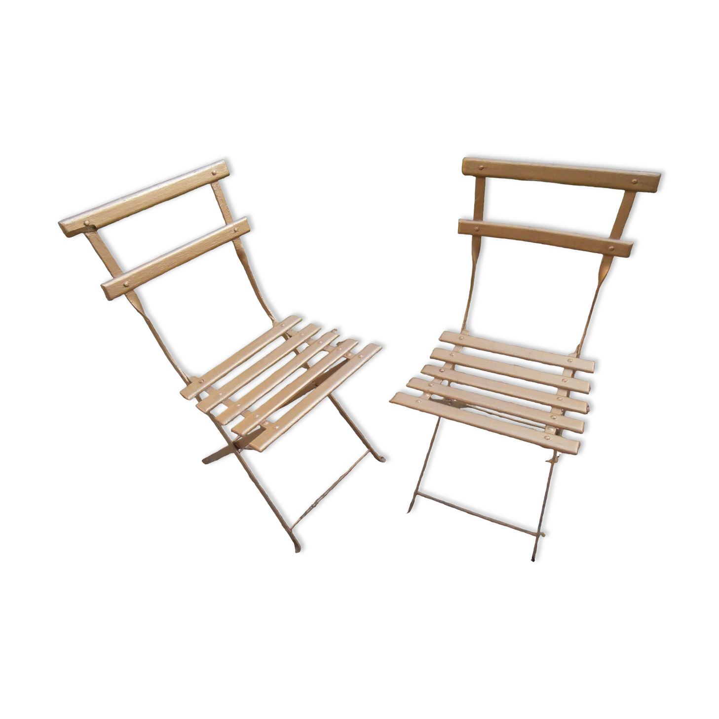 Pair of garden or antique bistro folding chairs