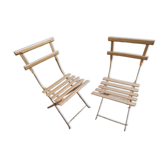 Pair of garden or antique bistro folding chairs