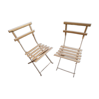 Paire de chaises pliante de jardin ou de bistrot ancienne