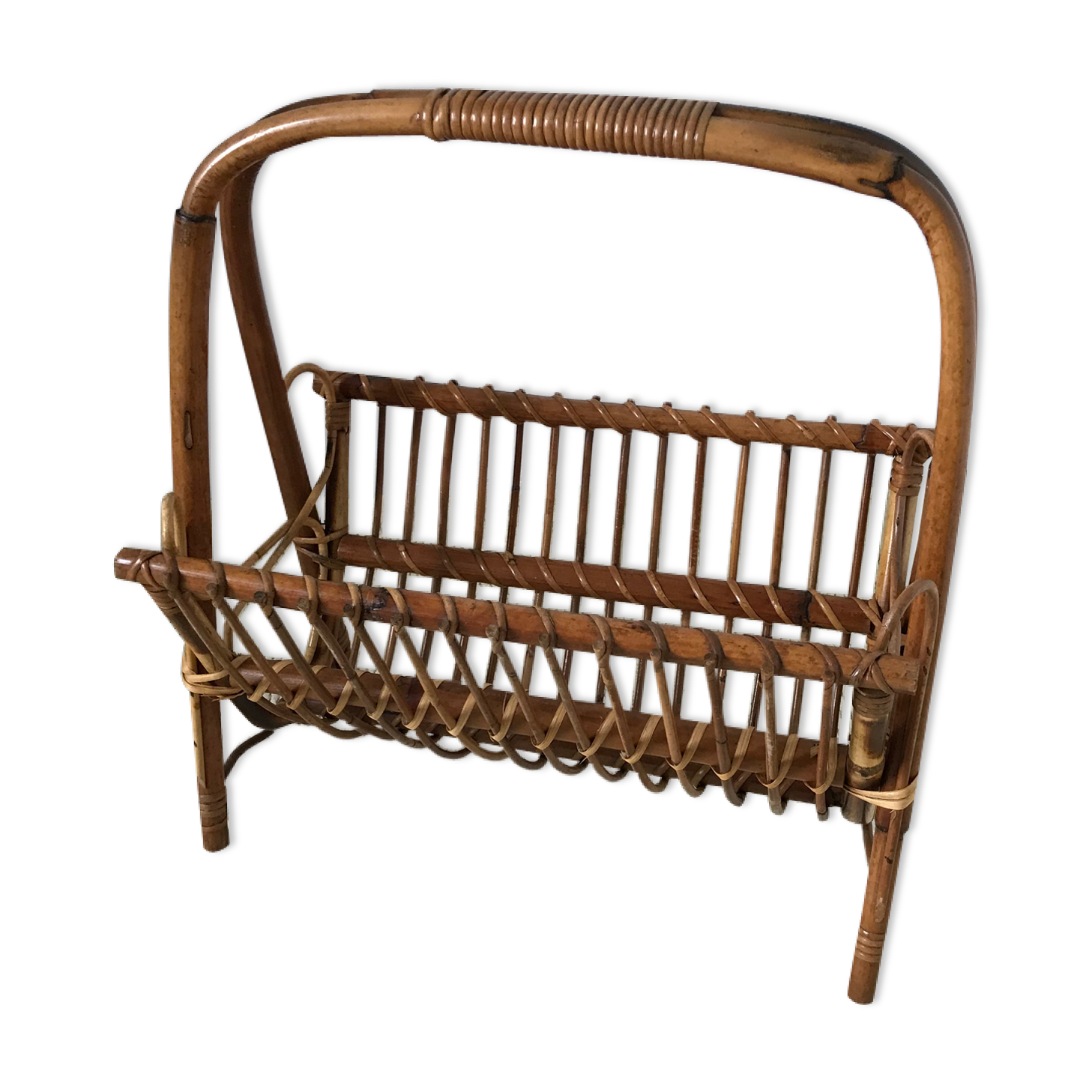 Rattan magazine holder