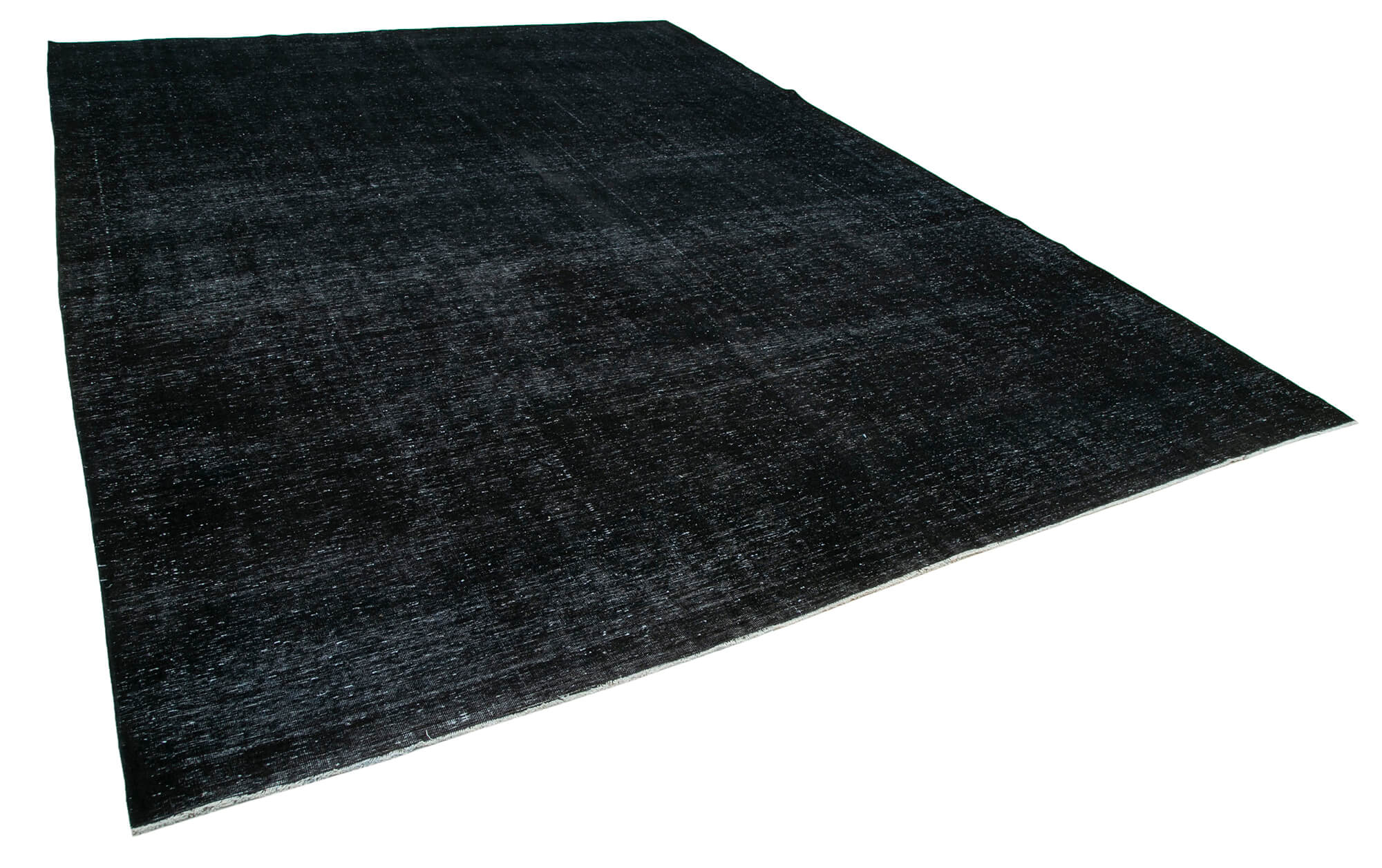 Handmade oriental overdyed 298 cm x 413 cm black wool carpet