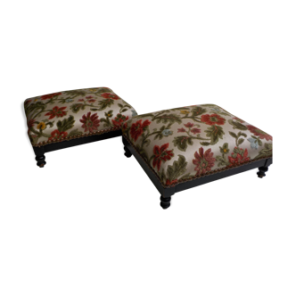 Pair of napoleon lll velvet foot stool