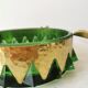 Vintage Green and Gold Crystal Ashtray / Mid-century Modern Glass Round Ash