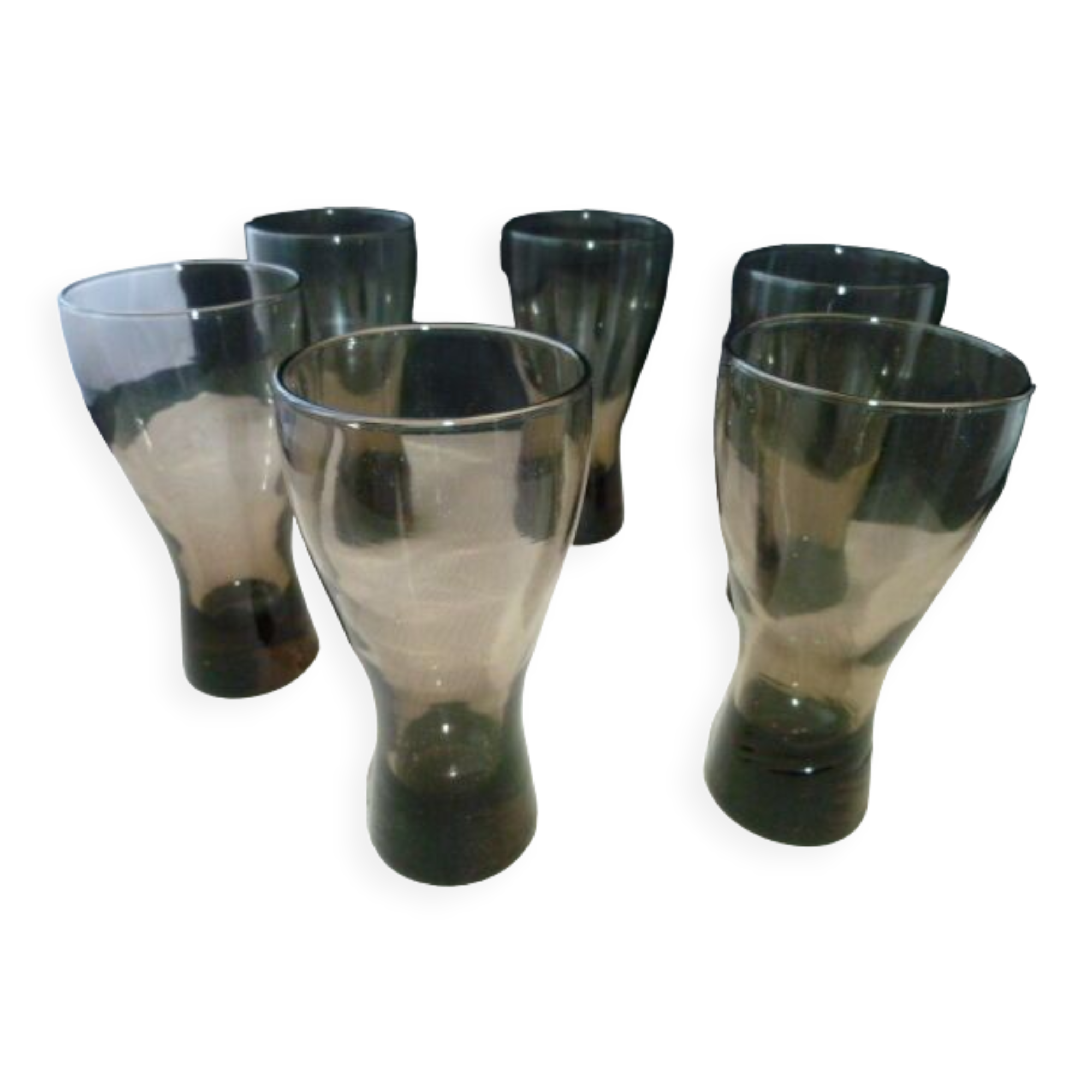 Set de 6 verres de table forme scandinave brun fumé