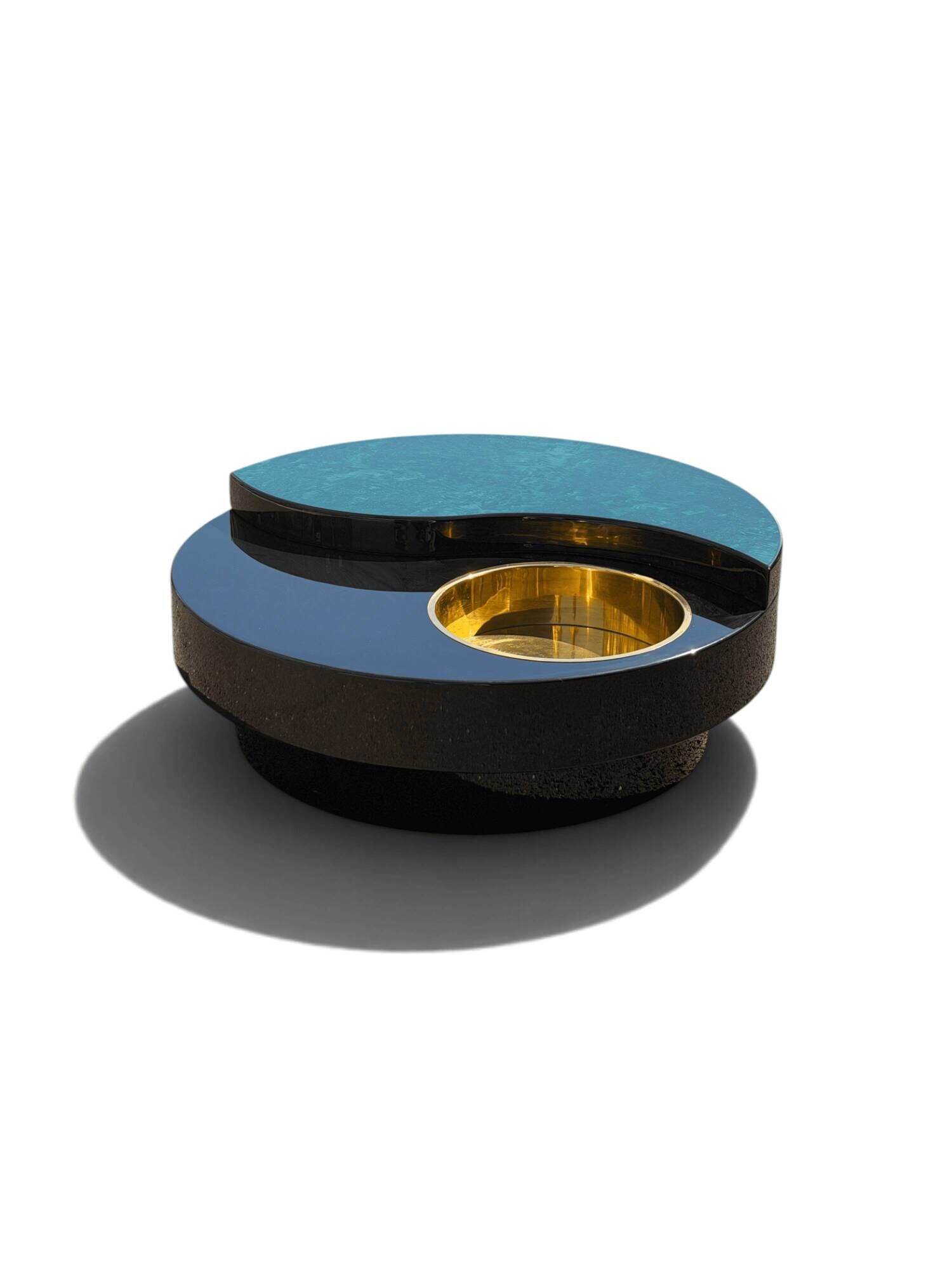 Rotating coffee table Yin Yang by Willy Rizzo, brass, 1970s