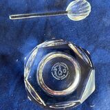 Mustard pot, salt shaker, and pepper shaker set in Baccara crystal, France.